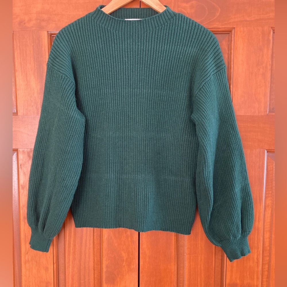 Anthropologie Forest Green ribbed knit Sweater women’s size medium